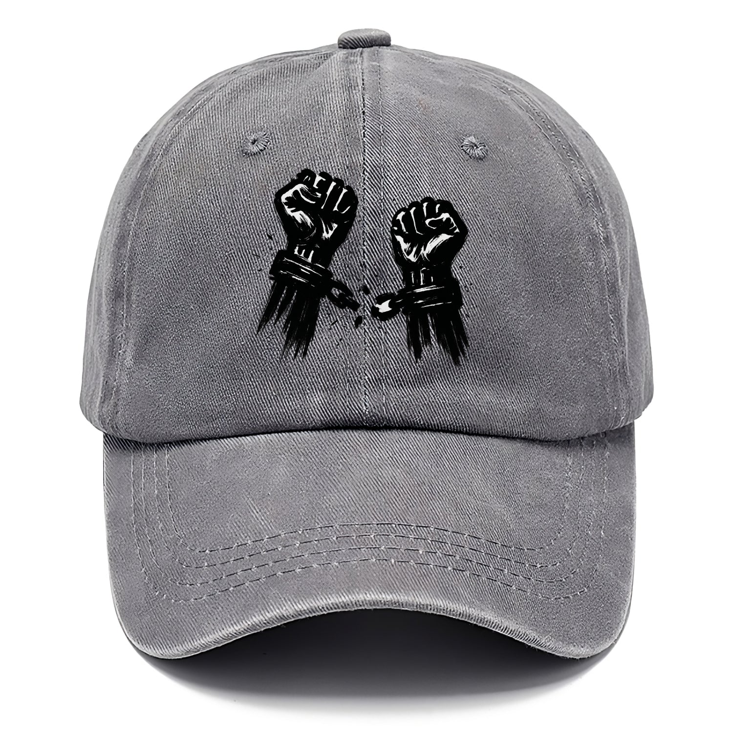 Two raised fists breaking chains - liberation and freedom ink painting - Classic Cap - Urban Haze(Grey)