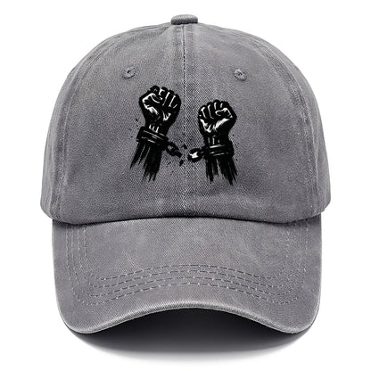 Two raised fists breaking chains - liberation and freedom ink painting - Classic Cap - Urban Haze(Grey)