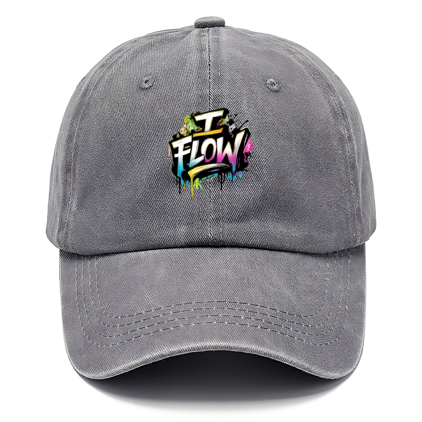 Bold typography design - "I FLOW" - going with life, easy movement - Classic Cap - Urban Haze(Grey)