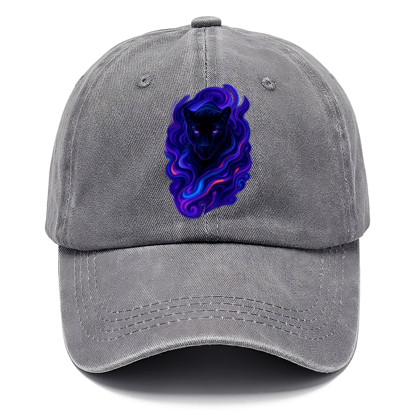 Sleek black panther emerging from swirls of deep purple and electric blue, - Classic Cap - Urban Haze(Grey)
