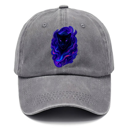 Sleek black panther emerging from swirls of deep purple and electric blue, - Classic Cap - Urban Haze(Grey)