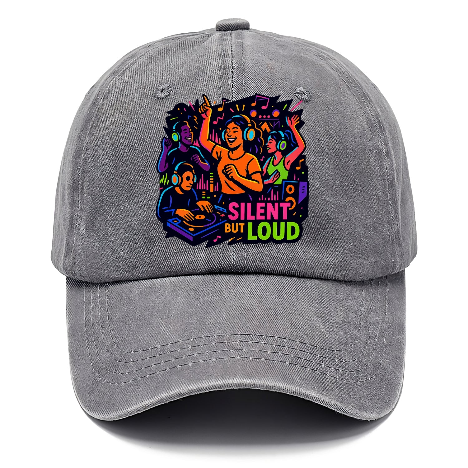 Silent disco dancers with glowing headphones - "Silent But Loud" - unique concert - Classic Cap - Urban Haze(Grey)