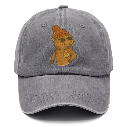 Phoenix Javelina wearing Phoenix beanie with pom pom and wayfarer sunglasses - Classic Cap - Urban Haze(Grey)