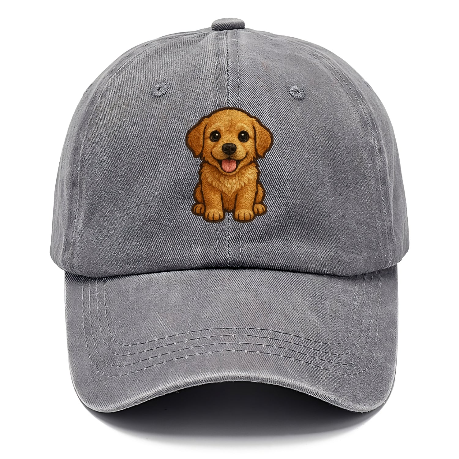 Baby Golden Retriever Puppy - fluffy golden fur, big brown eyes, pink tongue, floppy - Classic Cap - Urban Haze(Grey)