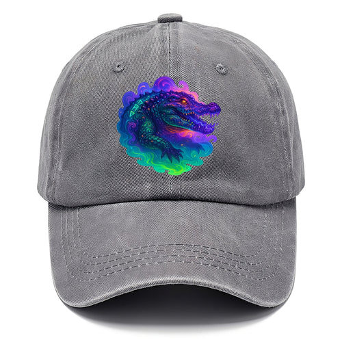 Primordial crocodile with scales pulsing plasma energy in green and purple, ancient - Classic Cap