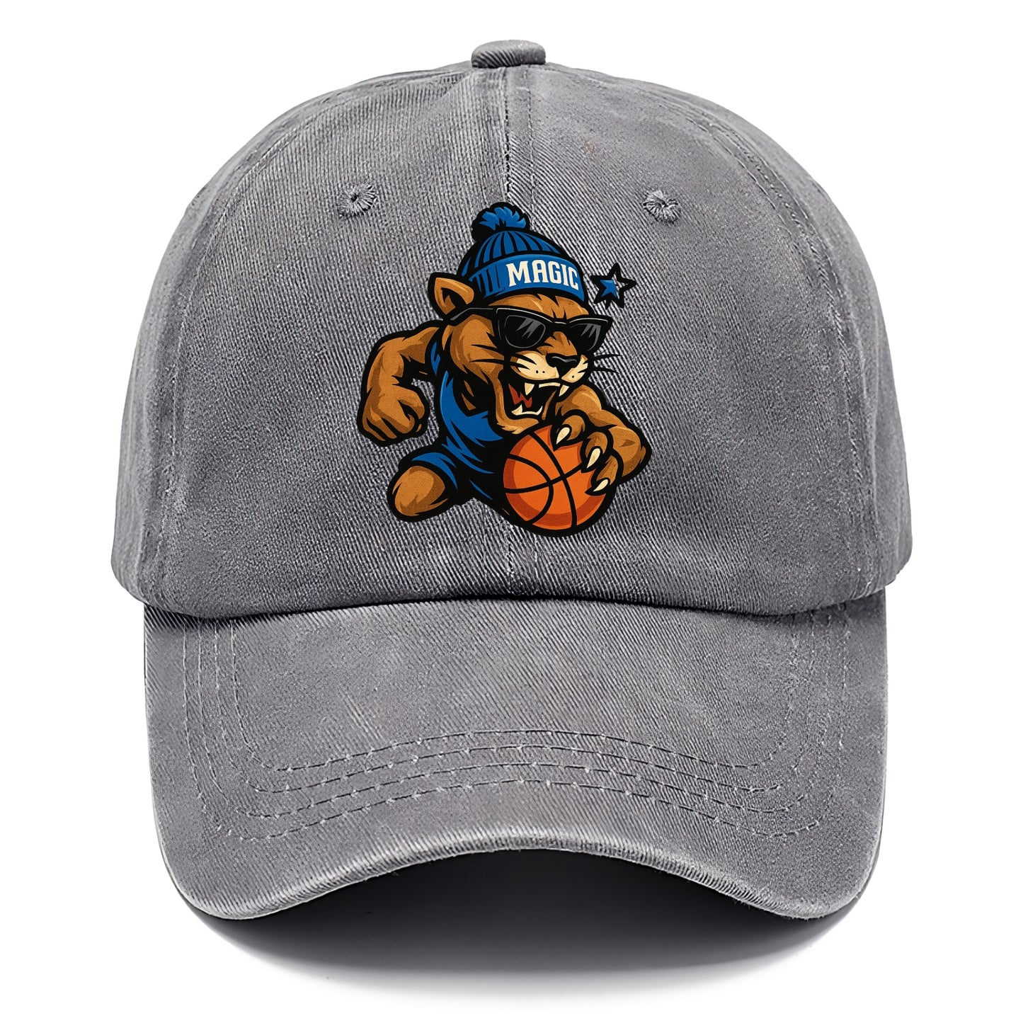 Florida Panther wearing Magic beanie with star wand patch and wayfarer sunglasses - Classic Cap - Urban Haze(Grey)