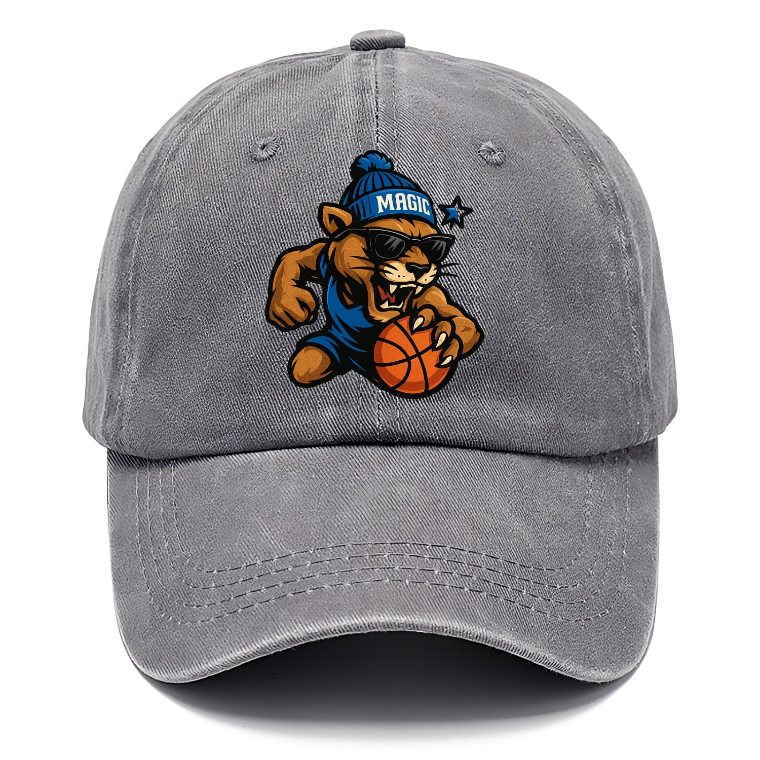 Florida Panther wearing Magic beanie with star wand patch and wayfarer sunglasses - Classic Cap - Urban Haze(Grey)