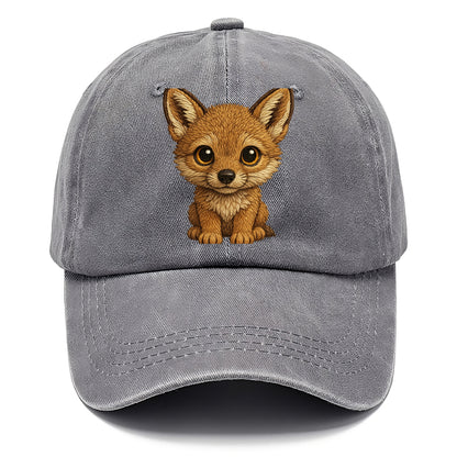 Baby Coyote Pup - tan fur, large ears, golden eyes, front-facing, clever baby - Classic Cap - Urban Haze(Grey)