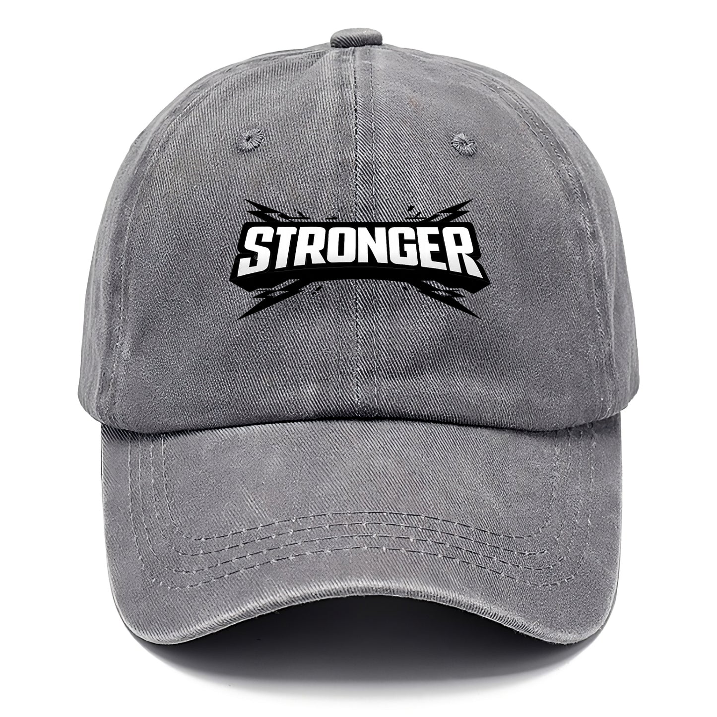 Bold typography design - "STRONGER" - getting better, building power - Classic Cap - Urban Haze(Grey)