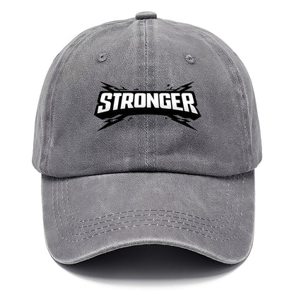 Bold typography design - "STRONGER" - getting better, building power - Classic Cap - Urban Haze(Grey)