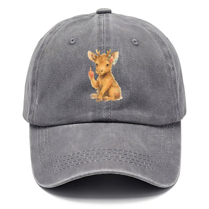 baby moose with adorable tiny antlers, one hoof raised in attitude - Classic Cap - Urban Haze(Grey)