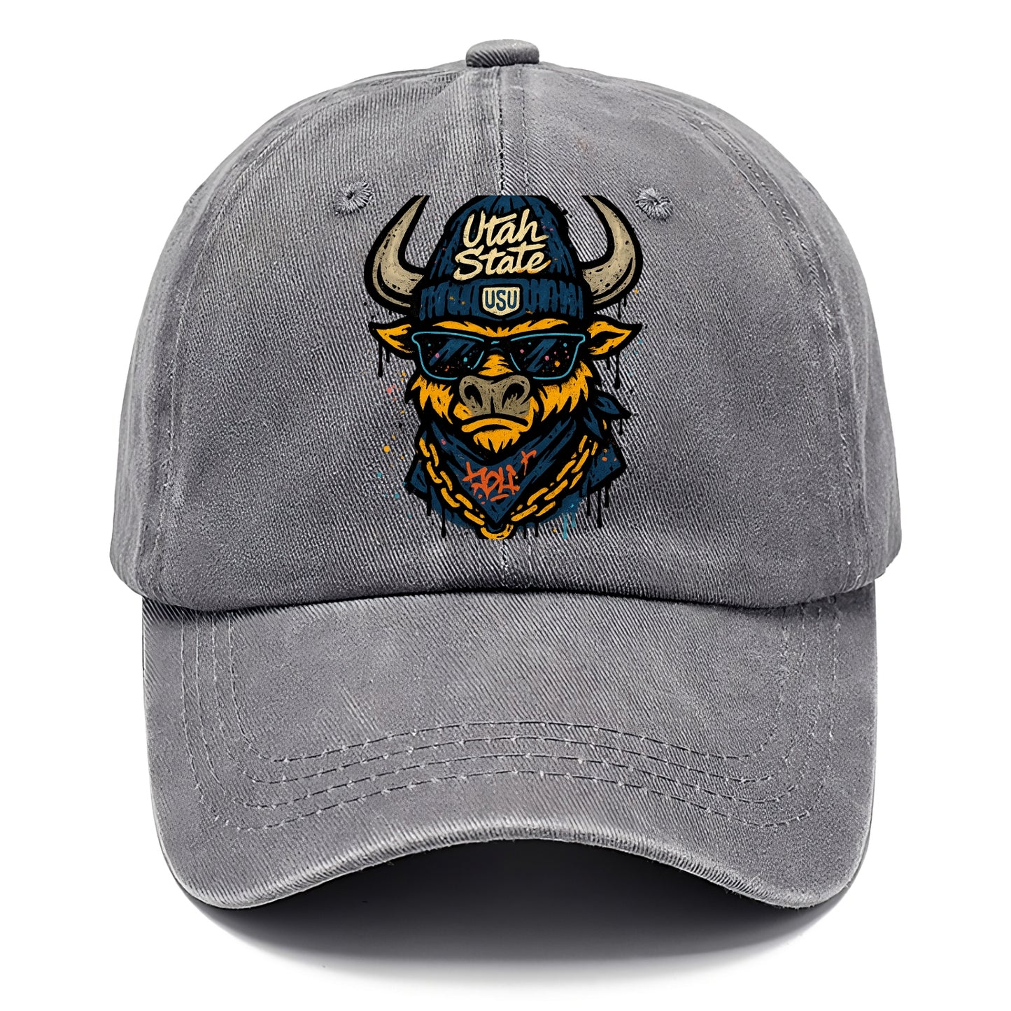 Logan Aggie wearing Utah State beanie with USU patch - Classic Cap - Urban Haze(Grey)