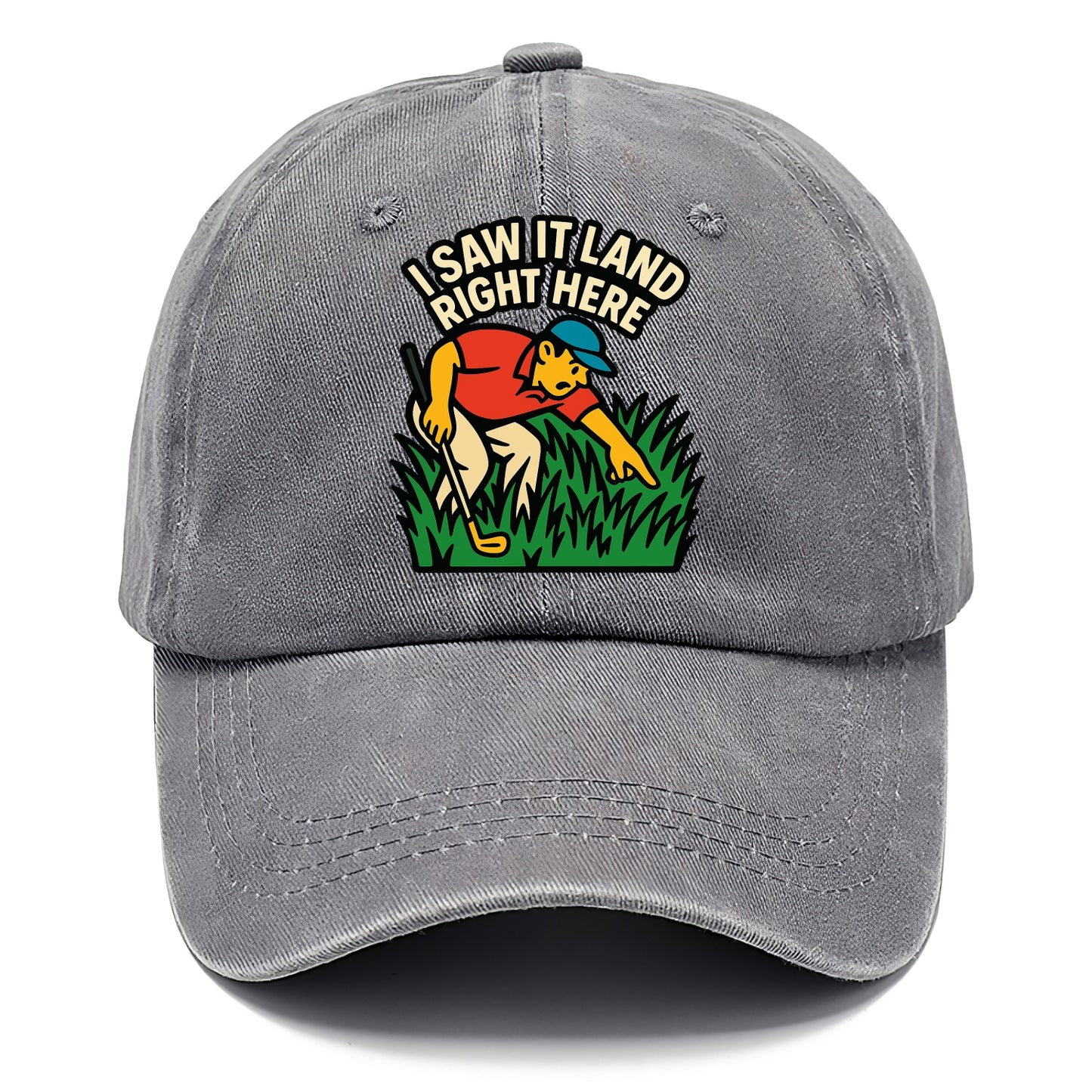 Golfer searching in deep rough - "I Saw It Land Right Here" - lost ball saga - Classic Cap - Urban Haze(Grey)