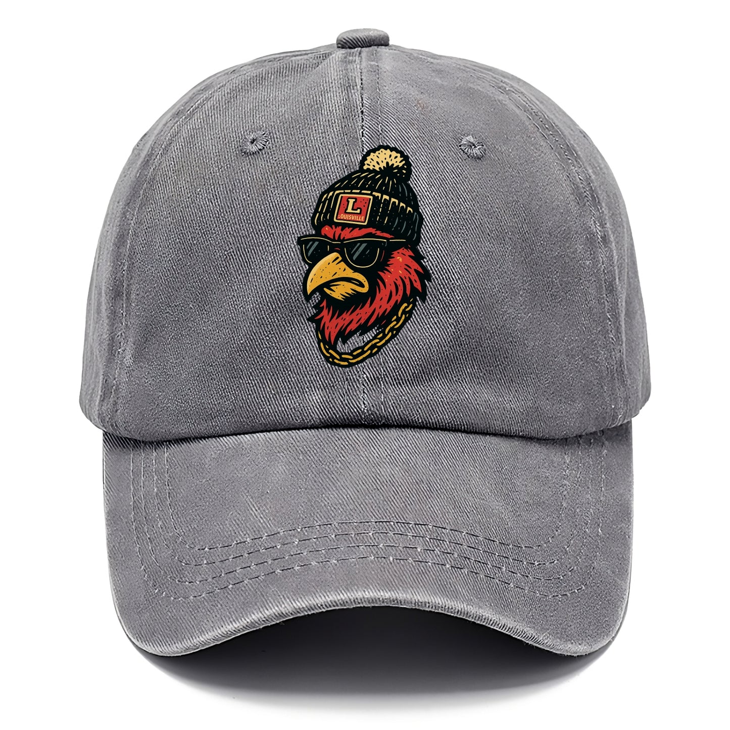 Louisville Cardinal wearing Louisville beanie with L patch - Classic Cap - Urban Haze(Grey)