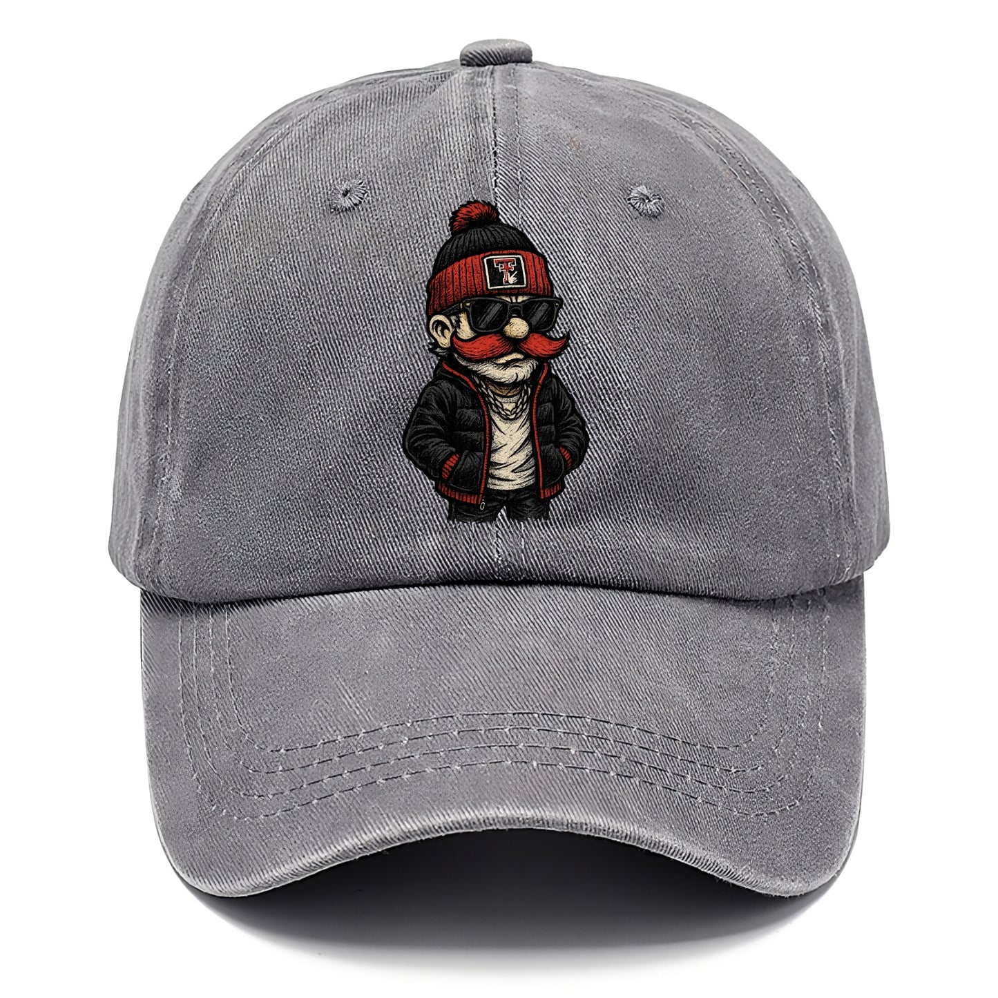Lubbock Raider wearing Texas Tech beanie with guns up patch - Classic Cap - Urban Haze(Grey)