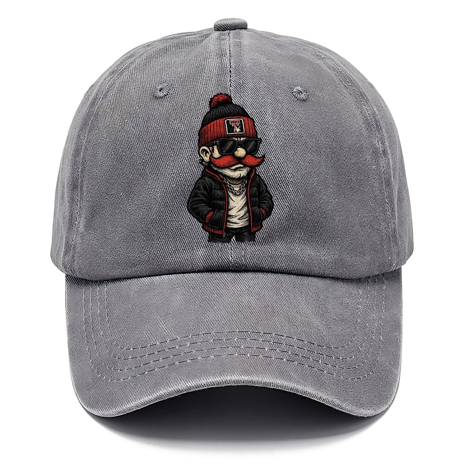 Lubbock Raider wearing Texas Tech beanie with guns up patch - Classic Cap - Urban Haze(Grey)