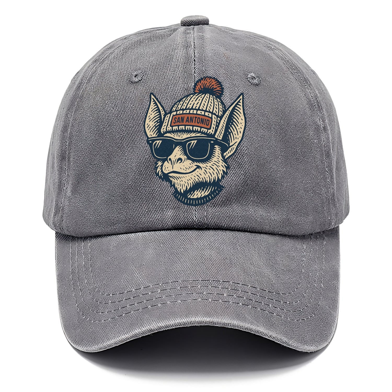 San Antonio Bat wearing San Antonio beanie with pom pom and wayfarer sunglasses - Classic Cap - Urban Haze(Grey)