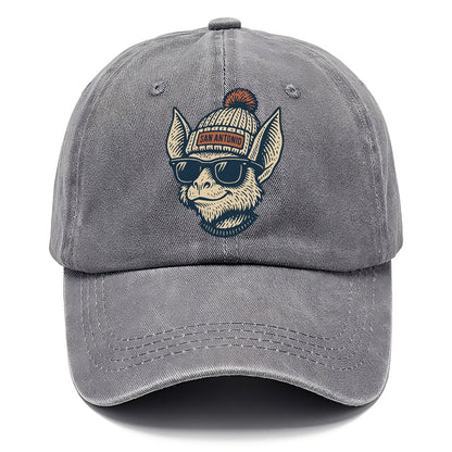 San Antonio Bat wearing San Antonio beanie with pom pom and wayfarer sunglasses - Classic Cap - Urban Haze(Grey)