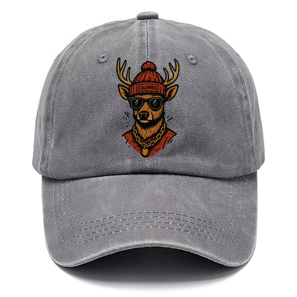 Columbus White-tailed Deer wearing Columbus beanie with pom pom and wayfarer - Classic Cap - Urban Haze(Grey)