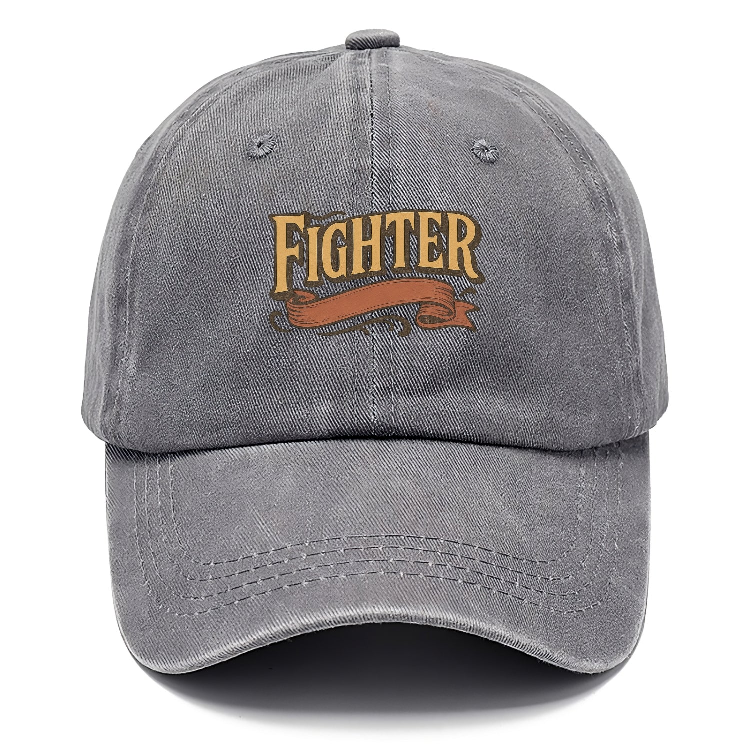 Bold typography design - "FIGHTER" - never giving up, battling on - Classic Cap - Urban Haze(Grey)