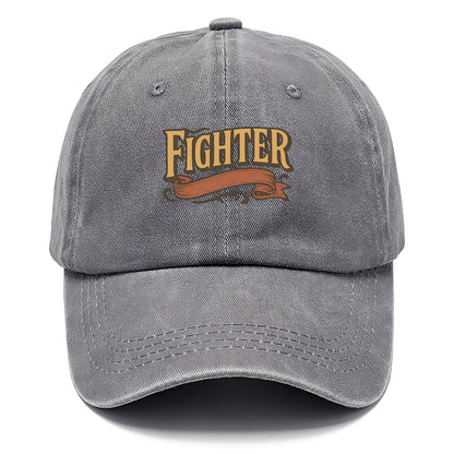 Bold typography design - "FIGHTER" - never giving up, battling on - Classic Cap - Urban Haze(Grey)