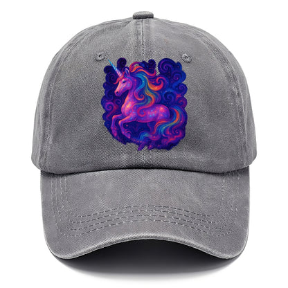Magical unicorn with flowing rainbow gradient mane, iridescent horn with spiral light - Classic Cap - Urban Haze(Grey)