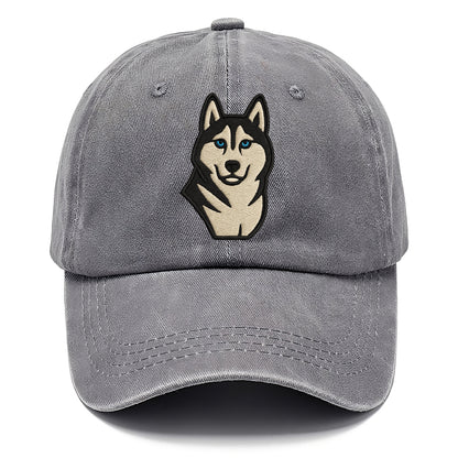 Husky - Blue eyes close-up portrait - Classic Cap - Urban Haze(Grey)