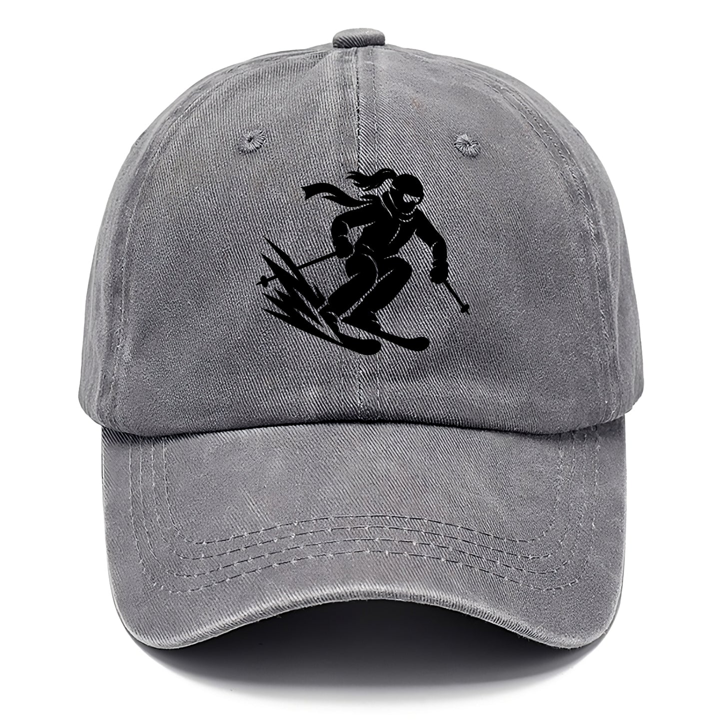 Skier carving down snowy slope - Classic Cap - Urban Haze(Grey)