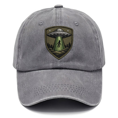 UFO ALIEN - flying saucer with beam in silver and green , extraterrestrial - Classic Cap - Urban Haze(Grey)
