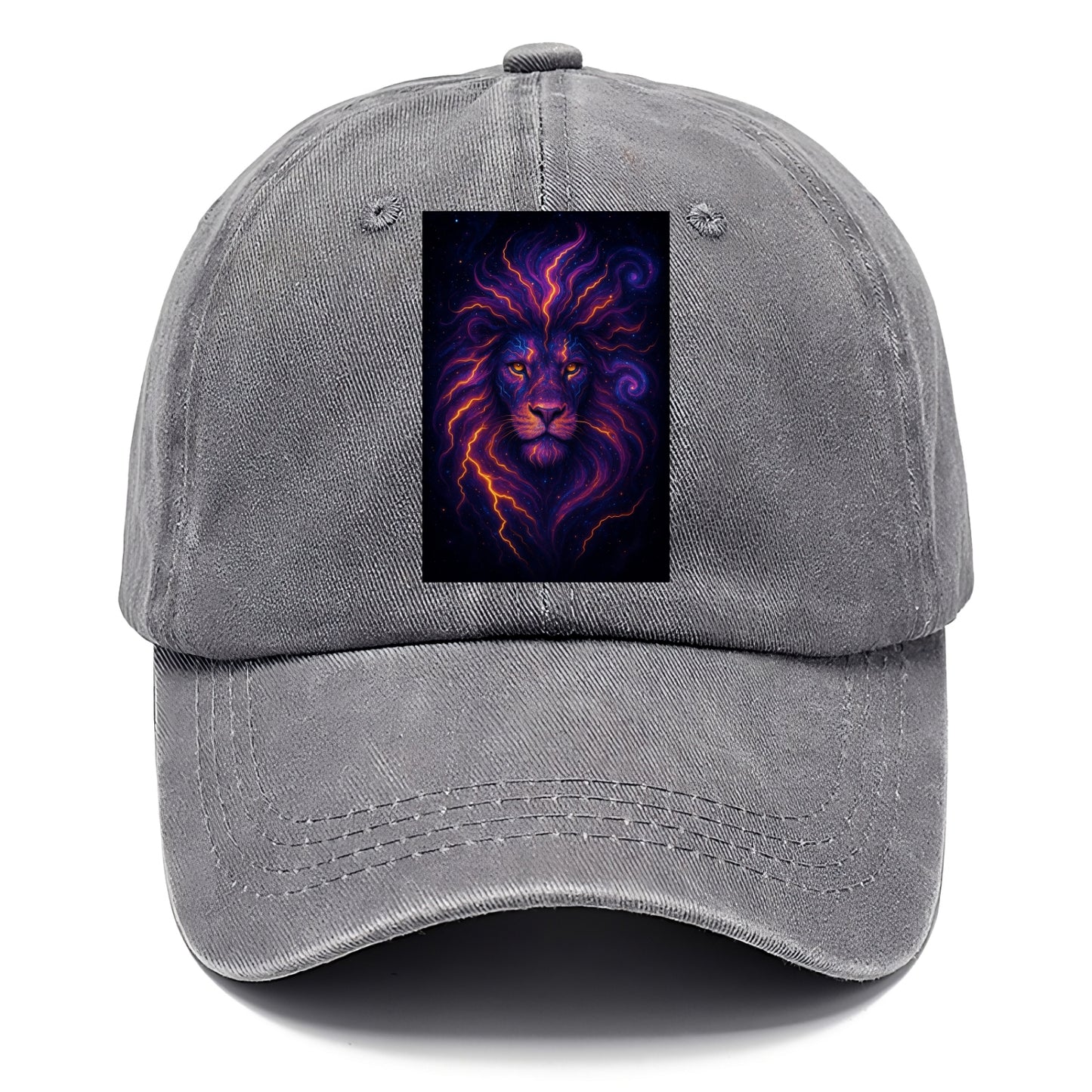Regal lion with mane made of electric currents, neon yellow and hot pink energy - Classic Cap - Urban Haze(Grey)