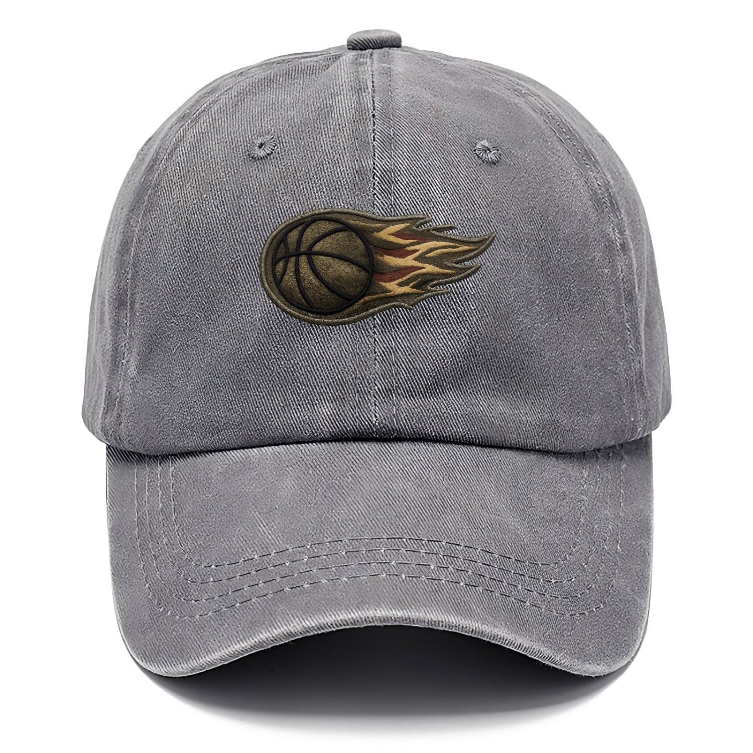 Embroidered patch design - BASKETBALL FLAMING BALL - basketball with flames in orange - Classic Cap - Urban Haze(Grey)