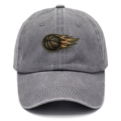 Embroidered patch design - BASKETBALL FLAMING BALL - basketball with flames in orange - Classic Cap - Urban Haze(Grey)