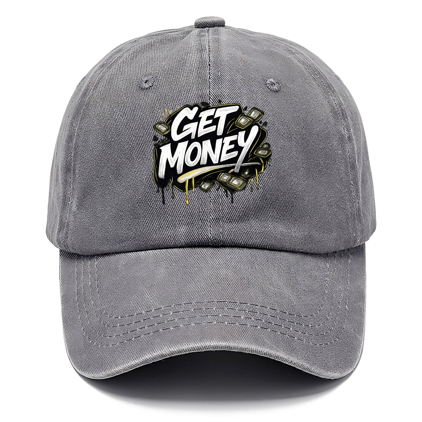Bold typography design - "GET MONEY" - pursuit of wealth, earning - Classic Cap - Urban Haze(Grey)