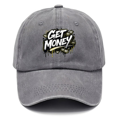 Bold typography design - "GET MONEY" - pursuit of wealth, earning - Classic Cap - Urban Haze(Grey)