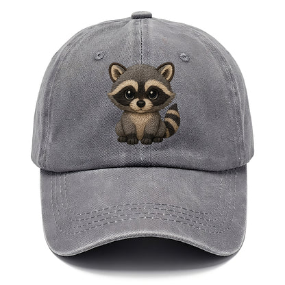 Baby Raccoon - gray fur, black mask, ringed tail, bright curious eyes, front-facing, - Classic Cap - Urban Haze(Grey)