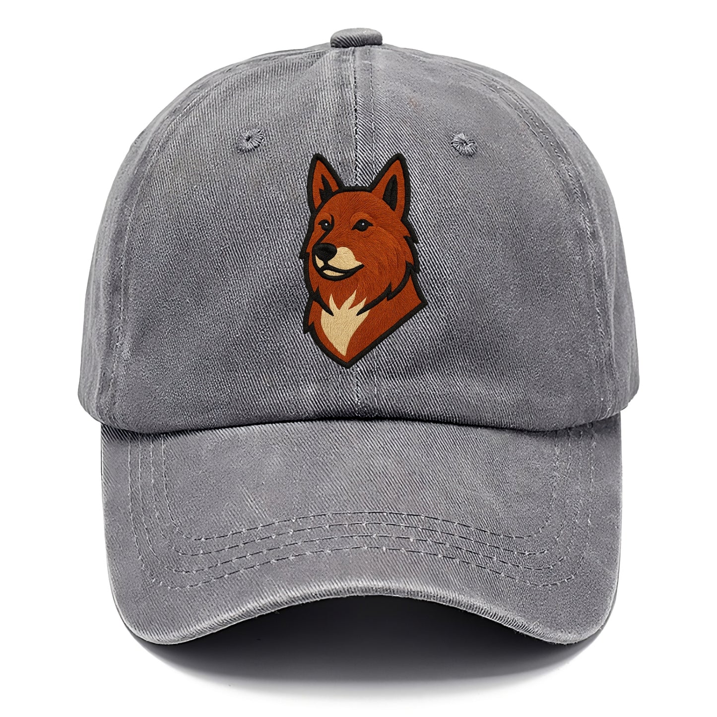 Finnish Spitz - Fox-red pointed ears embroidered pose - Classic Cap - Urban Haze(Grey)
