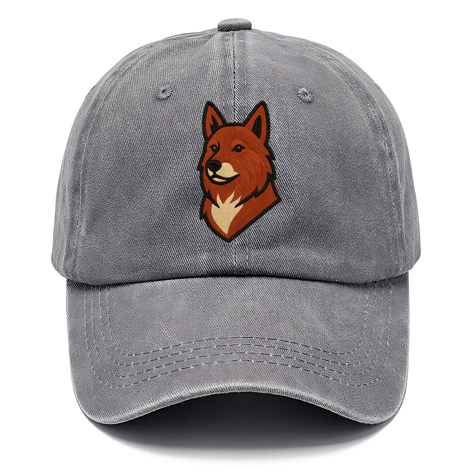 Finnish Spitz - Fox-red pointed ears embroidered pose - Classic Cap - Urban Haze(Grey)