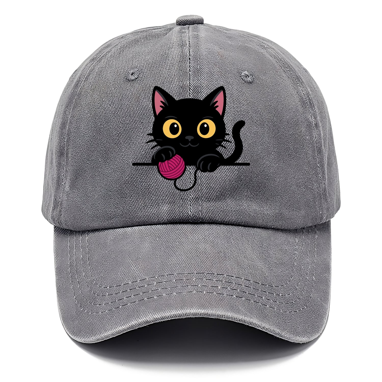 Midnight the black cat tapping the ledge rhythmically with one bright claw. - Classic Cap - Urban Haze(Grey)