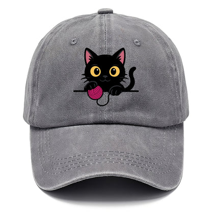 Midnight the black cat tapping the ledge rhythmically with one bright claw. - Classic Cap - Urban Haze(Grey)