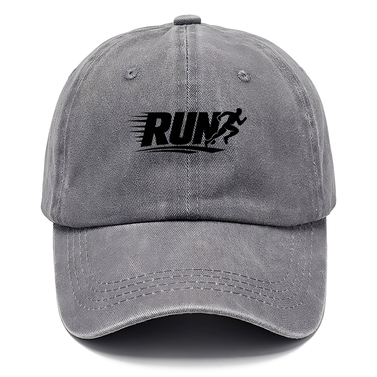 Bold typography design - "RUN" - cardio life, runner identity - Classic Cap - Urban Haze(Grey)