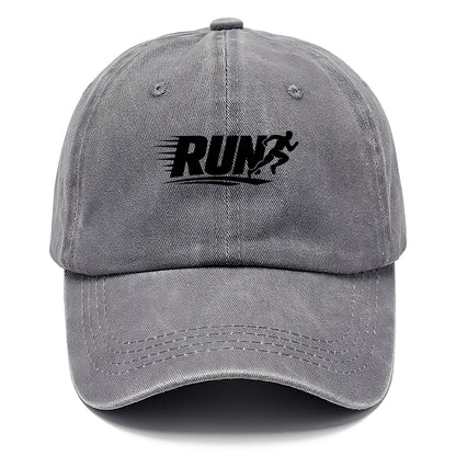 Bold typography design - "RUN" - cardio life, runner identity - Classic Cap - Urban Haze(Grey)