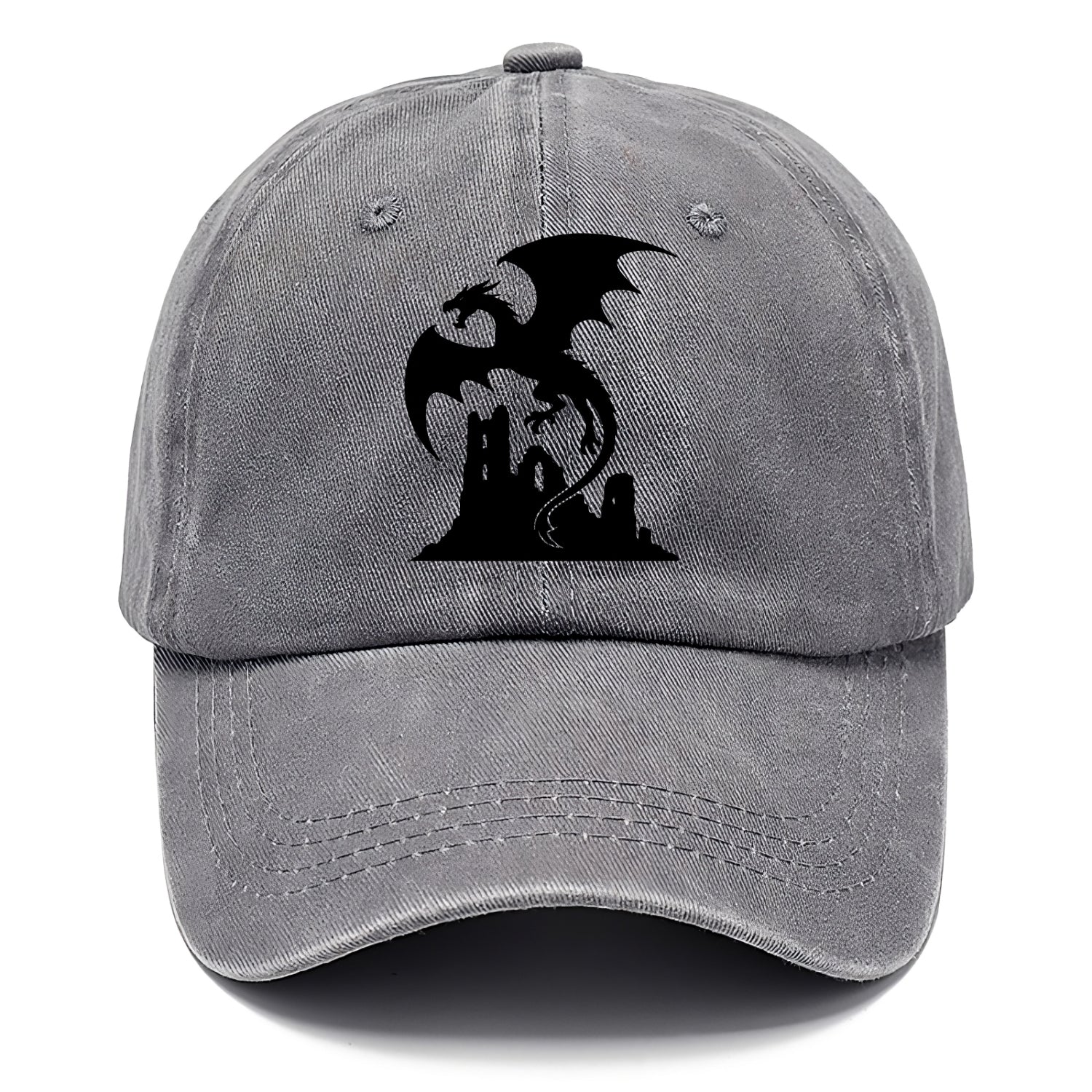 Dragon flying over castle ruins - Classic Cap - Urban Haze(Grey)