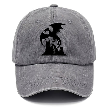 Dragon flying over castle ruins - Classic Cap - Urban Haze(Grey)