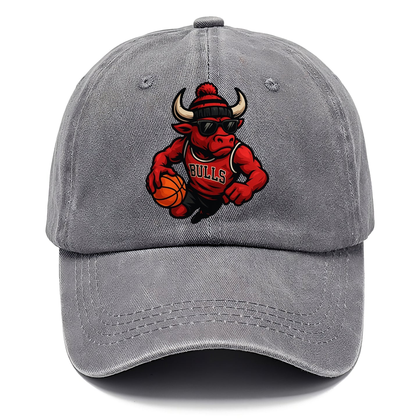 Chicago Bull wearing Bulls red and black beanie with horns design and wayfarer - Classic Cap - Urban Haze(Grey)