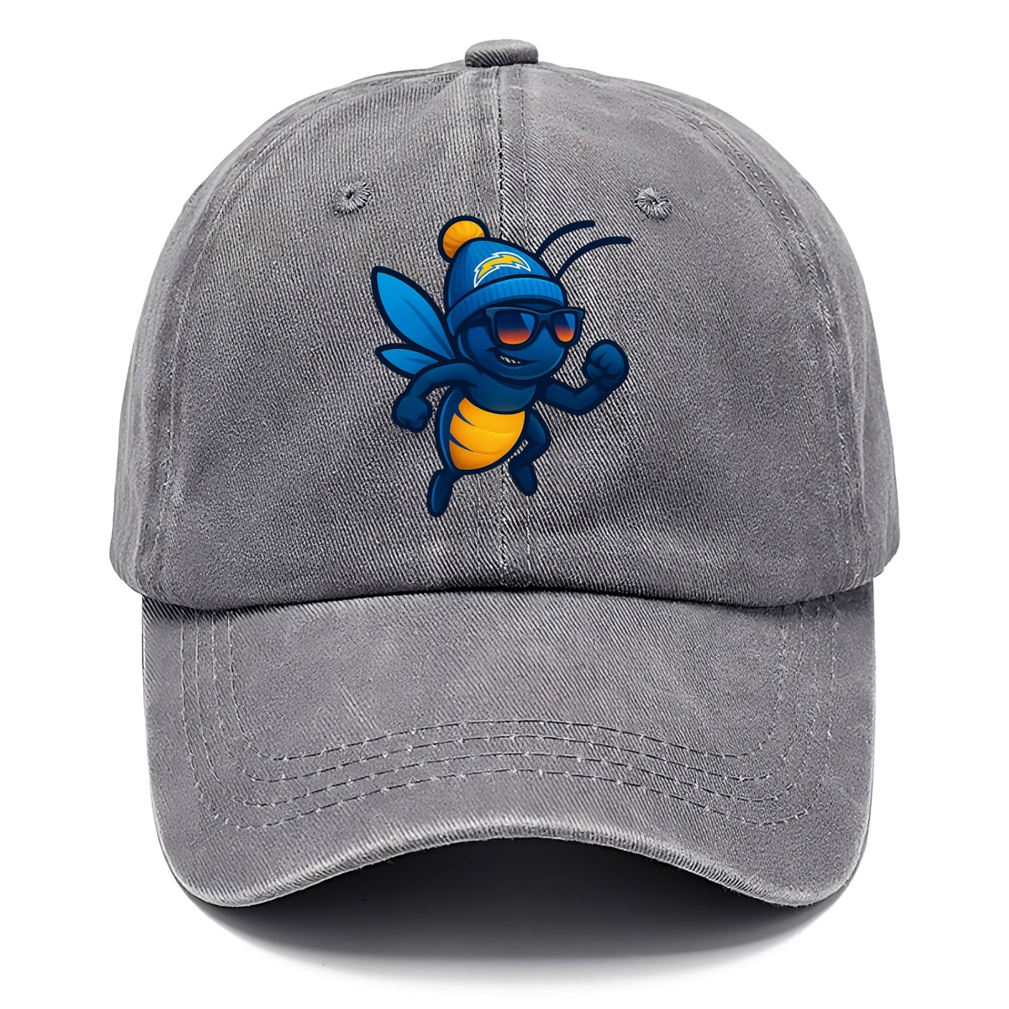 LA Lightning Bug wearing Chargers powder blue and gold beanie with pom pom and - Classic Cap - Urban Haze(Grey)