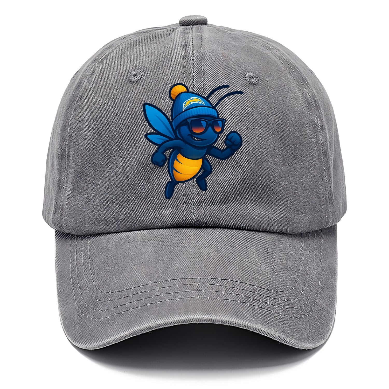 LA Lightning Bug wearing Chargers powder blue and gold beanie with pom pom and - Classic Cap - Urban Haze(Grey)