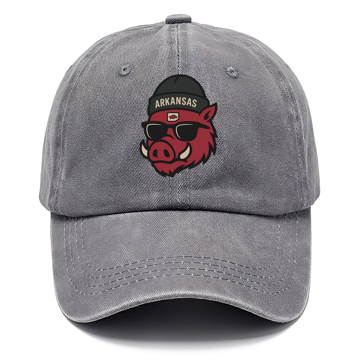 Fayetteville Razorback wearing Arkansas beanie with hog patch - Classic Cap - Urban Haze(Grey)