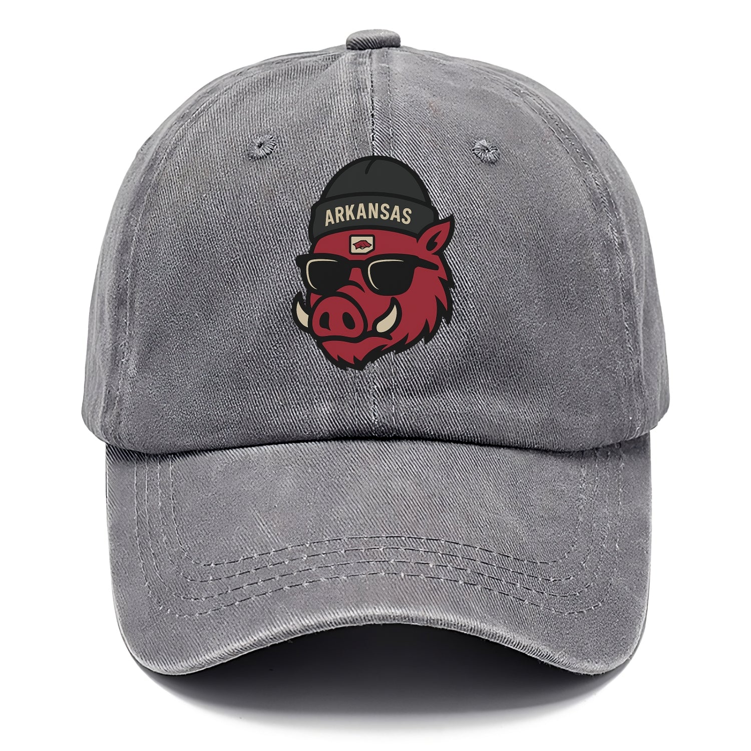 Fayetteville Razorback wearing Arkansas beanie with hog patch - Classic Cap - Urban Haze(Grey)