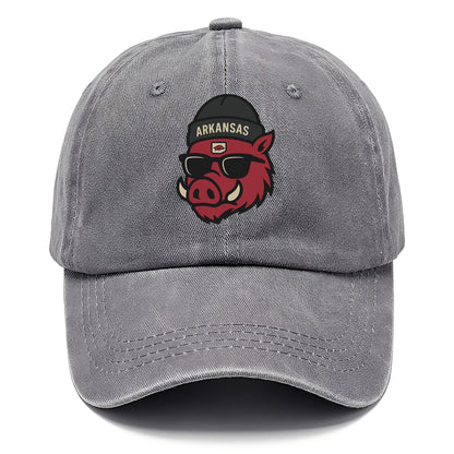Fayetteville Razorback wearing Arkansas beanie with hog patch - Classic Cap - Urban Haze(Grey)