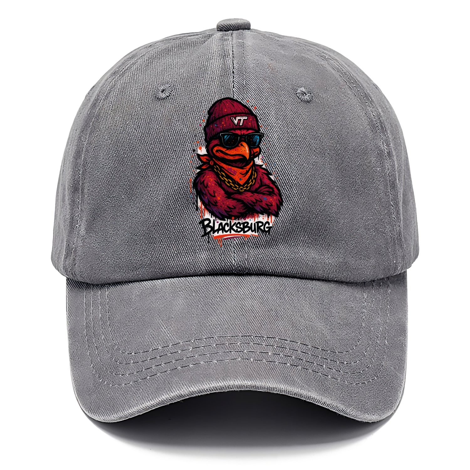 Blacksburg HokieBird wearing Virginia Tech beanie with VT patch - Classic Cap - Urban Haze(Grey)